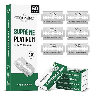 Double Edge Safety Razor Blades, 50 Count Premium Stainless Steel Razor Blades for Men, Replacement Razor Refills for Women, Smooth and Clean Shave