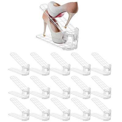 Shoe Slots Organizer Durable and Thick,Elephant-Shaped Adjustable Shoe Stackers,Space Saving for Closet Storage (Transparent - Silver, 15Pack)