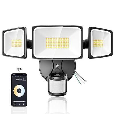 Onforu 65W Smart Outdoor Security Lights with Motion Sensor, WiFi APP Control, Compatible with Alexa & Google Assistant, 6500LM Dimmable LED Flood Light, 2500K-6500K, 3 Adjustable Heads, Black