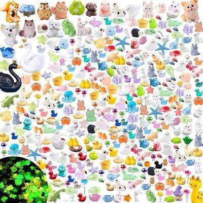 300 Pcs Mini Resin Animals Figurines, Mixed Tiny Resin Figures Bulk for Easter Egg Fillers Stuffers Fairy Garden Accessories Miniature Dollhouse Decorations DIY Slime Charms for Crafts Party Favors