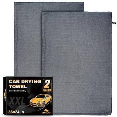 SMINDER 2-Pack Car Drying Towels – Microfiber Towels for Cars (36" x 24"), Ultra-Absorbent, Streak-Free, Scratch-Free, No Water Spots, Double-Twist Pile & Edgeless Design
