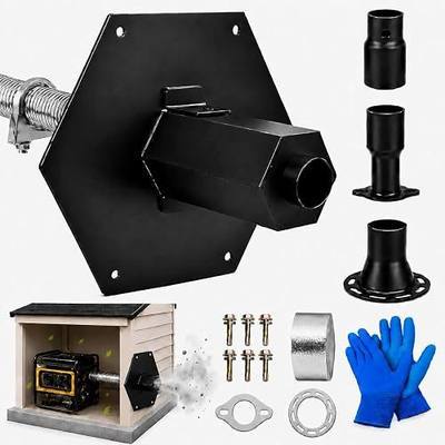 Generator Exhaust Extension Kit (Used in Shed Box), Portable Generator Exhaust Silencer Kit with Three Universal Adapters, Generator Muffler Exhaust Noise Reduce 80% (Black, 28.21" Hose)