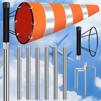 Wind Sock with 10FT Pole Kit, 8" x 36" Heavy Duty Outdoor Windsock | Windsock with Swivel,Wind Socks with Dig Ground Anchor Metal Pole for Outside,Agricultural, Industrial Use