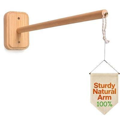 Crib Mobile Wooden Arm, Suitable for All Cribs 100% Natural Larch Hanger Nusery Decor Baby Room Safe Holder (Oak Color - Wall Mount)