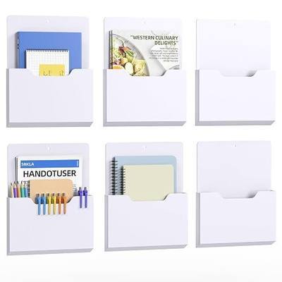 KMwisde 6 Pack Magnetic File Folder Holder, Wall Hanging Mail Organizer Paper Pocket for Refrigerator,Classroom Locker Whiteboard, Office Walls,White