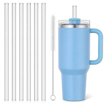 12 Inch Replacement Straws Compatible with Stanley Quencher 40 oz & 30 oz Tumbler, 6 Pack Reusable BPA-Free Tritan Plastic Straws with Cleaning Brush, Clear, Cup Accessories