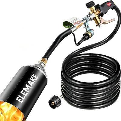 Propane Torch Weed Burner, Propane Weed Torch with 10ft Long Hose (Black) | Integrated Safety Design, Upgrade Hose Fitting, Electronic Ignition, High Output for Garden, Burning Weed, Melting Ice Snow