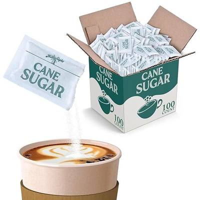 Bulk Sugar Packets, 100 Count - Individual Servings of White Sugar Packets for Coffee and Tea, Granulated Sugar Packs Great for Restaurants, Coffee Shops, Offices, Schools, and More