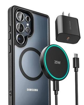 Galvanox Magnetic Wireless Charger for Samsung, 25W Fast Charging Pad with 30W PPS USB-C Wall Adapter, Removable USB-C Cable, LED Charging Indicator, Compatible with Galaxy S Series (10, Feet)