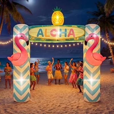 Jenaai 9.5FT Giant Flamingo Inflatable Arch, LED Blow up Inflatables for Party, Luau Hawaiian Tropical Beach Party Decorations for Summer Pool Yard Garden Favors Supplies