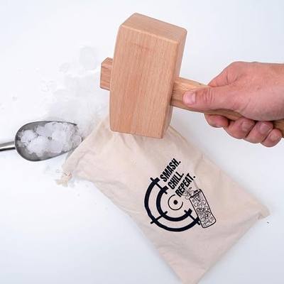 Manual Ice Crusher for Home Use – Lewis Bag and Mallet Set with Wood Ice Mallet, Ice Crushing Bag & Stainless Steel Spoon – Perfect for Crushed Ice Cocktails, Whiskey & Bar Drinks