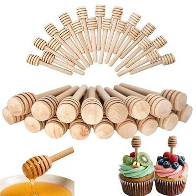 Mini Wooden Honey Dipper Stick, 42Pcs Honey Stirrers, 3inch Lollipop Treat Sticks, Honey Comb for Jar Dispense Drizzle and Cake Pop