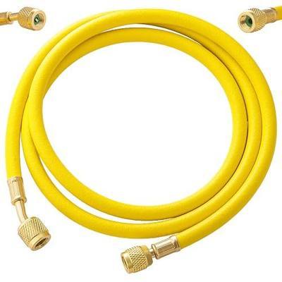 R410A AC Refrigerant Charging Hose, AC Manifold Gauge Hose with 1/4'' SAE Female, 59'' HVAC Hose for R410A R22 R134A R12 R404A R502 Air Condition System Maintenance 800-4000PSI, Yellow
