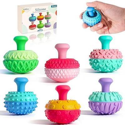 Silicone Thumb Rocker Fidget 6Pcs Quiet for ADHD Autism Desk | Kettle-shaped push-pull design. Textured surfaces soothe hands. Compact & travel-friendly. Stocking stuffer for kids & teens.
