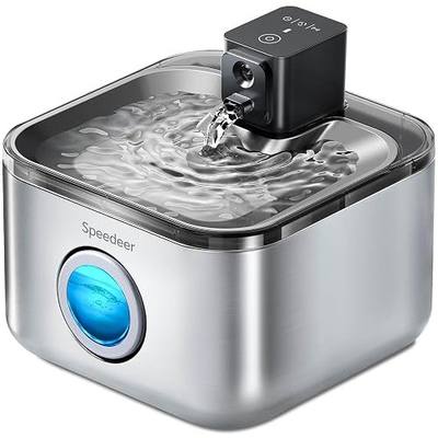 Wireless Cat Water Fountain Stainless Steel, 135oz/4L Pet Fountain Battery Operated, Cordless Running Water Dispenser for Cats & Dogs with Motion Sensor, Ultra Quiet, Multi-Filtration, 6 Filters
