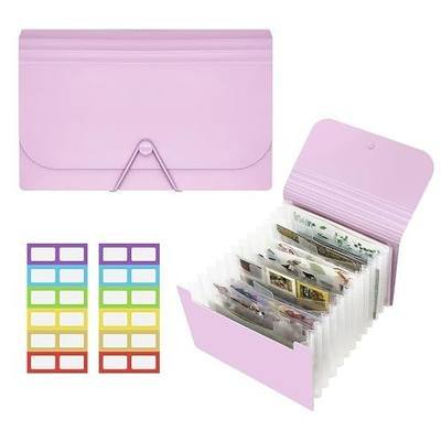 Sticker Storage Organizer with 13 Expandable Pockets A6 Large Capacity Sticker Organizer Binder Holder for Collecting Stickers Scrapbook Paper Organization Box Washi Tape Journal Album (Purple)
