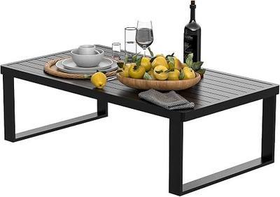 Aluminum Outdoor Patio Coffee Table for Deck and Poolside(Black, All-Aluminum)