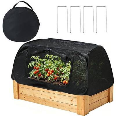 Wenfan Pop Up Plant Cover for Raised Bed, 47"X21"X18" Foldable Garden Cover Sun Shade Cloth UV Resistant Garden Bed Shade Tent Raised Bed Shade Cover with Storage Bag and 4 Stakes for Outdoor Plant