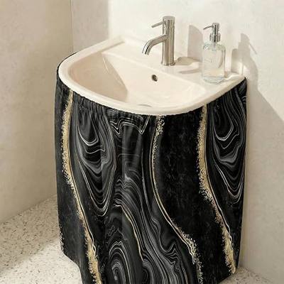 Black Marble Sink Skirt for Gold Bathroom Decor