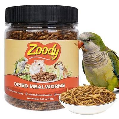 Zoody Dried Mealworms for Chickens Hamster Treats for Parakeets 3.5 oz | Natural High Protein Treats for Chickens, Hedgehogs, Sugar Gliders, Reptiles & Small Animals, Crunchy & Tasty
