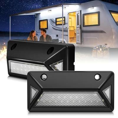 5 Inch RV Exterior Lights, 180° Wide Angle Anti-Glare LED Porch Lights | IP68 Waterproof 12V/24V White RV Outside Lighting Fixture, Easy Install for Camper Van Trailer Motorhome Boat, 2-Pack