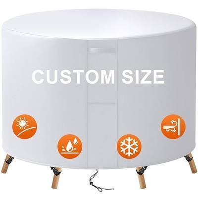 20"(D) x 48"(H) Round Outdoor Furniture Cover, Custom Heavy Duty 420D Waterproof Patio Furniture Cover with Drawstring & Buckles for Table Chair Garden, Silver