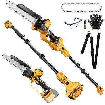 2-IN-1 Cordless 8 Inch Pole Saw & Mini Chainsaw For DE Walt 20V MAX Battery | 15.8 FT Max Reach, Auto Oiling, Brushless Electric Pole Saws for Tree Trimming & Branch Cutting (No Battery)