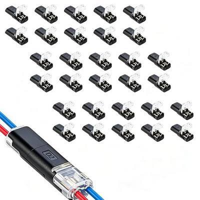 BOENFU Double Wire Plug in Connector, 30 Pack, 18-20 AWG, 2Pin Lock Strip Connector for LED Strips and Low-Voltage DIY Projects, Quick Connect, (D2)