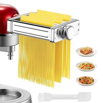 FOHERE 3 in 1 Pasta Attachment for KitchenAid Stand Mixer, Premium Stainless Steel Pasta Maker with Roller, Spaghetti & Fettuccine Cutters, 8 Adjustable Thickness Settings, with Cleaning Brush