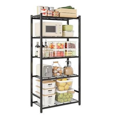 Storage Shelves, 5-Tier Metal Shelving Unit with 120 lbs Per Shelf, Leveling Feet, Storage Rack for Garage, Kitchen, Pantry, Closet, 24" x 11.8" x 61.1", Black