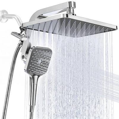 12" XXL Rainfall Shower Head with Handheld Combo, Chrome Polished | High Pressure, Magnetic Docking, Air-Infusion Tech, Anti-Leak One-Piece Design, Dual Square Showerhead