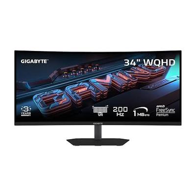 GIGABYTE - G34WQC2-34" VA Curved Gaming Monitor - WQHD 3440x1440-200Hz - 1ms GTG - AMD FreeSync Premium - HDMI, DP - Height and Tilt Adjustable - Black