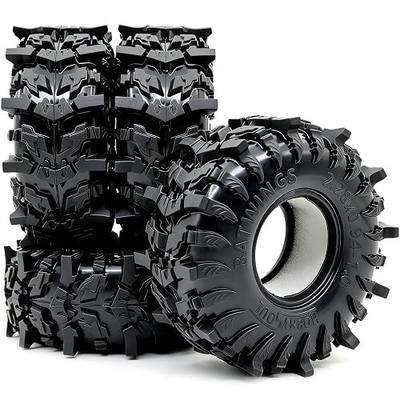 HOBBYSOUL 58mm BATWINGS 1.0" RC Crawler Tires 4-Pack For TRX4M SCX24 AX24 | Super soft sticky mud tires with foam inserts, For 1/18 TRX4M & 1/24 AX24 FCX24 Enduro24 micro rock crawlers Upgrades