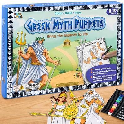 Greek Myths DIY Craft Kit for Kids Ages 5–10, Articulated Paper Puppets to Color, Build & Play, Bring Ancient Legends to Life, Fun Educational Gift (Daytime Adventure)