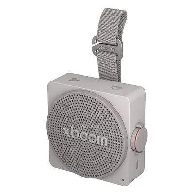 LG xboom Mini by will.i.am Portable Outdoor Bluetooth Speaker, up to 10 Hours, IP67 Dust and Water Resistant, Adjustable Hanging Strap, Warm Grey
