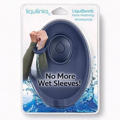 LiquiBands Face-Wash Wristbands - Catch Water Drips (Midnight Blue, L/XL) | Reusable Silicone Cuffs, Keeps Sleeves & Counters Dry While You Wash, Also Handy for Messy Chores like Pet Baths & Dishes