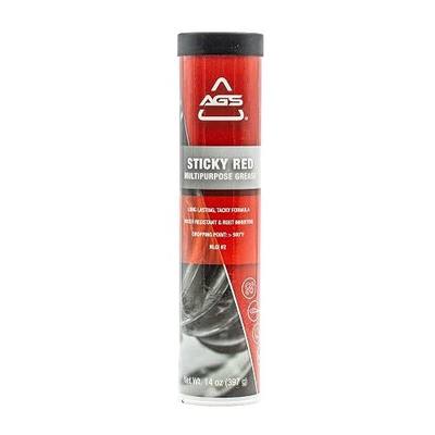 AGS Sticky Red Multipurpose Grease, Lithium Complex, NLGI #2, Water Resistant, Extreme Pressure, 14 oz Cartridge