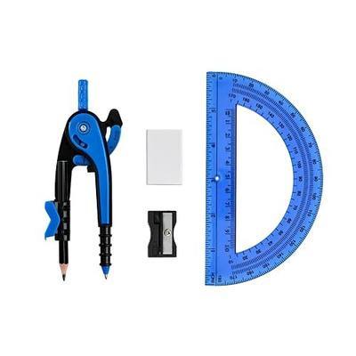 Vobou Compass for Geometry Set, 6 Inch Clear Protractor (Dark Blue) | 6 Inch Compass, Sharpener and Eraser, Easy Grip, Drafting Tool for Scool, Art, Drawing Precision Design for Math