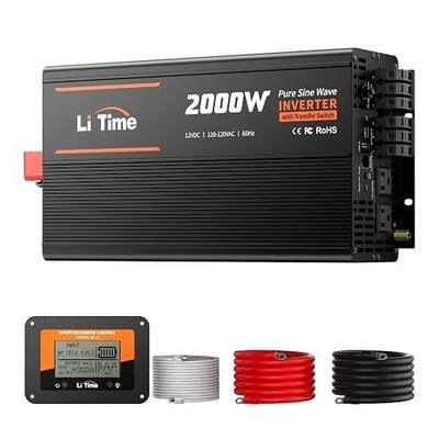 Litime 2000W Pure Sine Wave RV Inverter with 20ms Automatic Transfer Switch (ATS), 12V DC to 120V AC Converter for RV, Truck, Home, Camping - 4000W Surge Power, Remote Monitoring, USB & Type-C