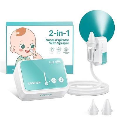 Nasal Aspirator for Baby, Hospital-Grade 78KPa Strong Suction Baby Nose Sucker with Anti-Backflow, Electric Nose Suction for Baby, Soothing Lullabies, Rechargeable Baby Nasal Aspirator(Blue-T)