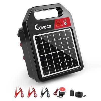 3in1 20Miles Solar Electric Fence Charger (0.13-0.33J)with Dual Smart Alarm | Adjustable 8KV to 10KV Voltage, 14 Days Electric Fence Charger for Livestock Protection, Rugged & Waterproof