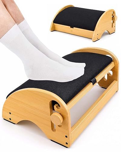Bulado Wooden Foot Rest Under Desk, Ergonomic 4-Height Adjustable Footrest | Removable Memory Foam Cushion, Non-Slip Base, Stable Design, Office, Home Office, Long Sitting Comfort