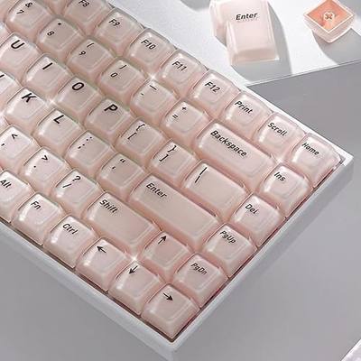 Womier Thick Jelly Keycaps Frosted, Pink Foundation Shine Through Keycaps | Keycaps for Mechanical Keyboard Caps, CSA Profile 132-Keycap Set with US/UK Layout for 60%/65%/75%/Full Keybord(Only Keycaps)