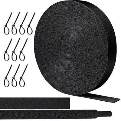 Oleitodh 66 ft 3/8 in 2:1 Heat Shrink Braided Sleeving, Black | Abrasion-resistant polyolefin and polyester sleeve for automotive wiring harness protection and cable management.