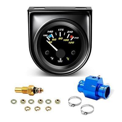 2" 52mm Digital Water Temperature Gauge Kit with Sensor and Tee Pipe, 100-250°F / 40-120°C, 12V Coolant Temp Gauge for Car Truck Pickup Boat Marine Engine