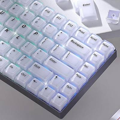 Womier Thick Jelly Keycaps Frosted, White Custom Shine Through Keycaps | Keycaps for Mechanical Keyboard Caps, CSA Profile 132-Keycap Set with US/UK Layout for 60%/65%/75%/Full Keybord(Only Keycaps)