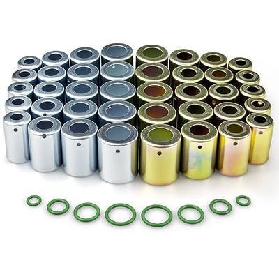 40PCS AC Hose Ferrule Set, #6#8#10#12 Size Iron Air Conditioning Hose Ferrules for Automotive A/C Line, Hydraulic Hose Crimper Fittings with Color & Blue White Zinc Coating, Leak-Proof Coupling