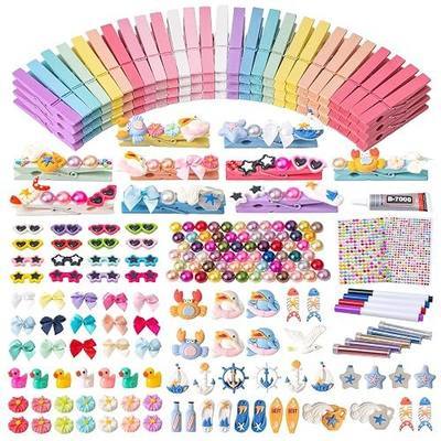 Apiyu Ocean Theme Cheer Pins DIY Craft Kit, Spirit Clips for Kids | 100 Wooden Clips with Ocean Charms, DIY Accessories for Backpack Decorations, Cheer Team Gifts and Creative Crafts