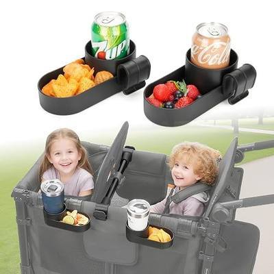 Wonderfold Wagon Snack Tray with Spill-Proof Cup Holders - Compatible with WONDERFOLD W2 & 4 Elite (2 & 4 Seats) | Kid Snacks & Drinks Tray, Detachable, Easy Install, Dishwasher Safe (2-Pack)