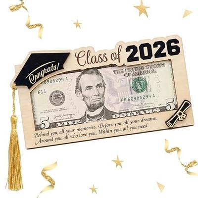 Graduation Gifts 2026 Money Holder for Cash, Wooden Graduation Money Holder with Tassel, Class of 2026 Money Holder for Her Him, Graduation Money Box for Cash Gift
